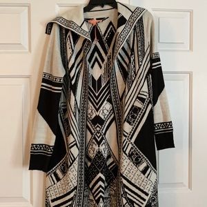 Peachpuff black and white cardigan sweater long Large